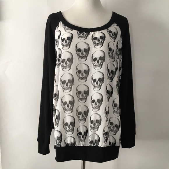 Torrid Tops - Torrid Chiffon Skull Sweatshirt 2X